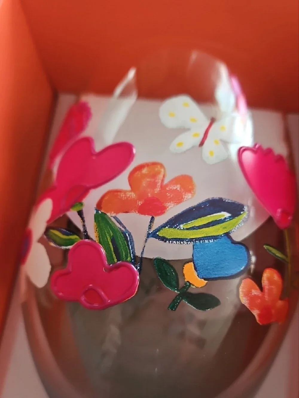 NEW Floral Hand-Painted Wine Glass - Colorful Flowers